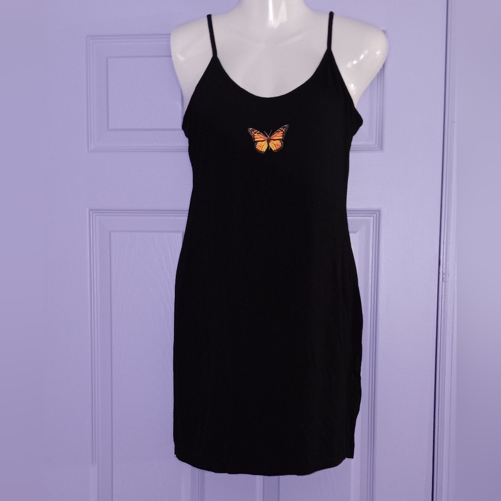 SHEIN | Black Butterfly Detail Summer Dress Large